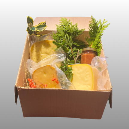 “Kaasproeverij kerstpakket met drie kazen en chutney – Boerderij Ruimzicht”