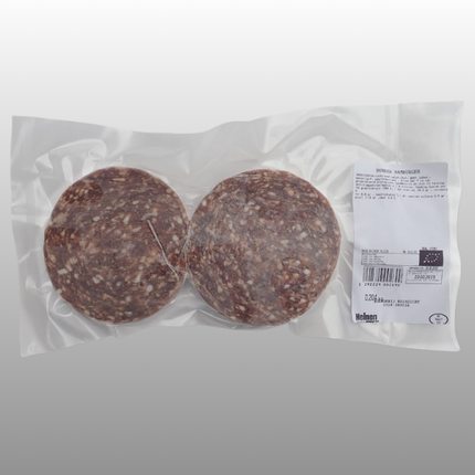 Sappige runderhamburgers van Boerderij Ruimzicht, biodynamisch rundvlees van kruidenrijke weides.