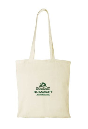 Shopper tas met het Boerderij Ruimzicht logo, stevige draagtas voor dagelijks gebruik.
