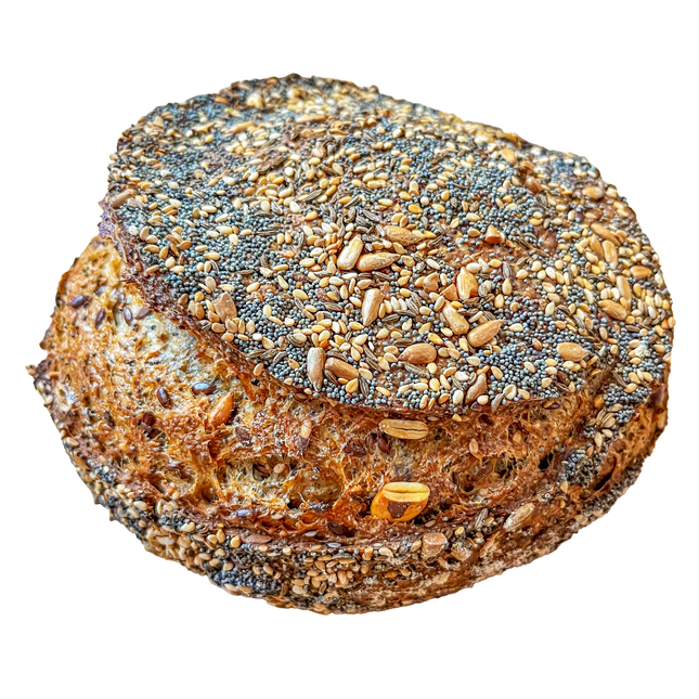 Desembrood met zaden en pitten (600 g), biologisch en vers ingevroren door Broodrevolutie.