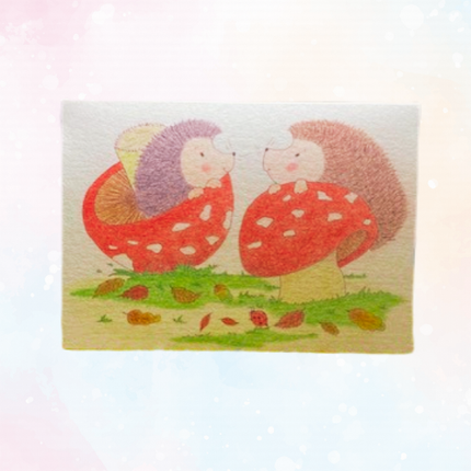 Wenskaart: Egel in Paddestoel