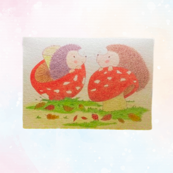 Wenskaart: Egel in Paddestoel